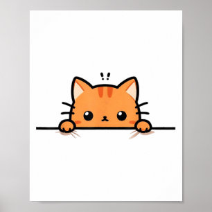 Süße orange Kätzchenkatze, die zu dir rüberschaut, Poster