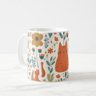 Süße orange Katze Blumenvase Skandinavische Volk Kaffeetasse