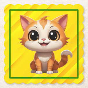 Süße orange Katze Cartoon-Style Charakter-89738 Untersetzer