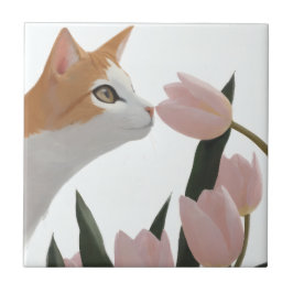 Süße Orange Katze Frühlings-Thema Fliese