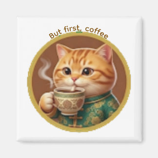 Süße orange Katze trinkt Tee-Kaffee-Magnet Magnet