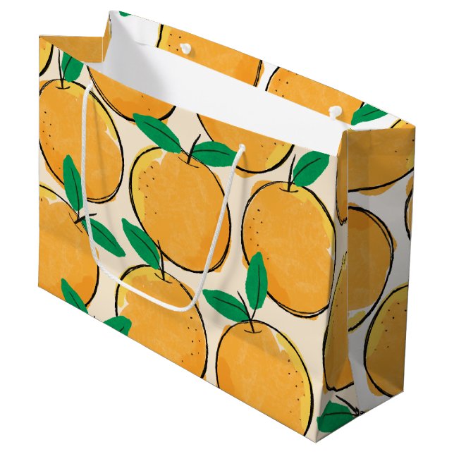 Süsse Orange Muster Geschenktasche Große Geschenktüte (Vorderseite Schrägansicht)