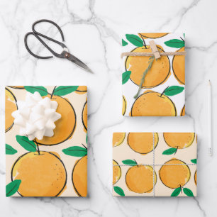 Süsse Orange Pattern Geschenkpapier Set