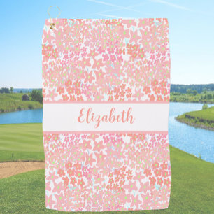 Süße orange-rosa Blumen Damen personalisierte Golf Golfhandtuch