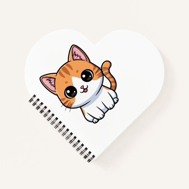 Süße orange Tabby-Kätzchen-Figur Notizbuch (Vorderseite)
