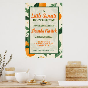 Süße Orange-Themen-Baby-Party Poster