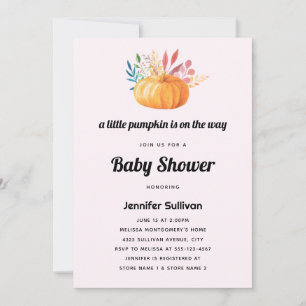 Süße Orange-Wasserfarbe-Kürbis-Baby-Party Einladung