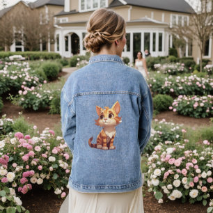 Süße orange-weiße Katze Jeansjacke