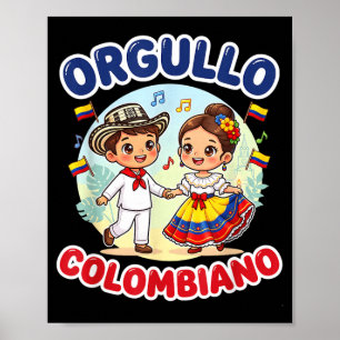 Süße Orgullo Colombiano Kinder Folklore Tanz Poster