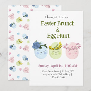 Süße Oster-Brunch-Ostereiersuche-Einladung Einladung