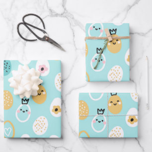 Süße Ostereier Muster Kawaii Pastell Eier Geschenkpapier Set