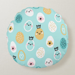 Süße Ostereier Muster Kawaii Pastell Eier Rundes Kissen