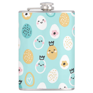 Süße Ostereier Muster Kawaii Pastellfarbene Eier Flachmann