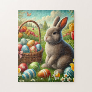 Süße Ostereier und Hasen-Kaninchen-Puzzle