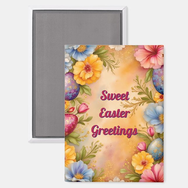 ~ SÜSSE OSTERGRÜSSE ~ Eier Blumen ~ Magnet (Vorderseite/Rückseite)