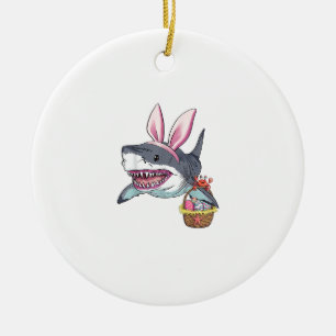 Süße Osterhai-Hasenohren-Korb-Eier Frohe Ostern Keramik Ornament