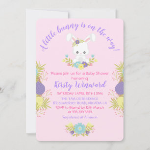 Süße Osterhasen-Eier-Blumen-Baby-Shower-Party Einladung