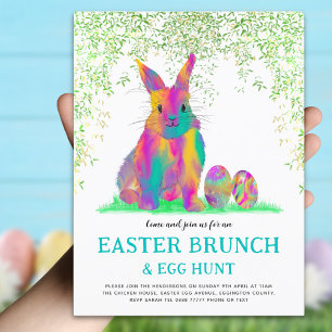 Süße Osterhasen-Eier-Suche-Brunch-Rosa Einladungspostkarte