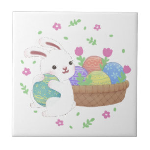 Süße Osterhasen-Illustration Fliese