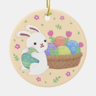 Süße Osterhasen-Illustration Keramik Ornament