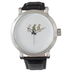 Süße Osterhasen Leopard Hase und Blumen Bunni Armbanduhr