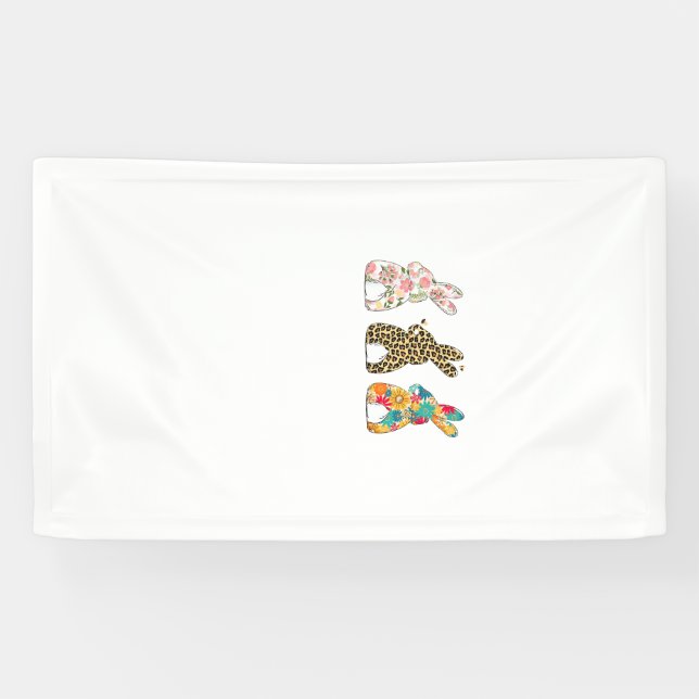 Süße Osterhasen Leopard Hase und Blumen Bunny Banner (Horizontal)