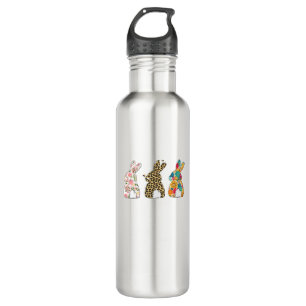 Süße Osterhasen Leopard Hase und Blumen Häschen Edelstahlflasche