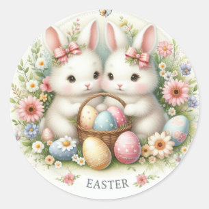 Süße Osterhasen Runder Aufkleber