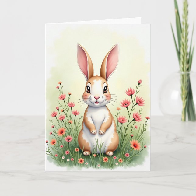 Süße Osterkarte mit Häschen Karte (Vorderseite)