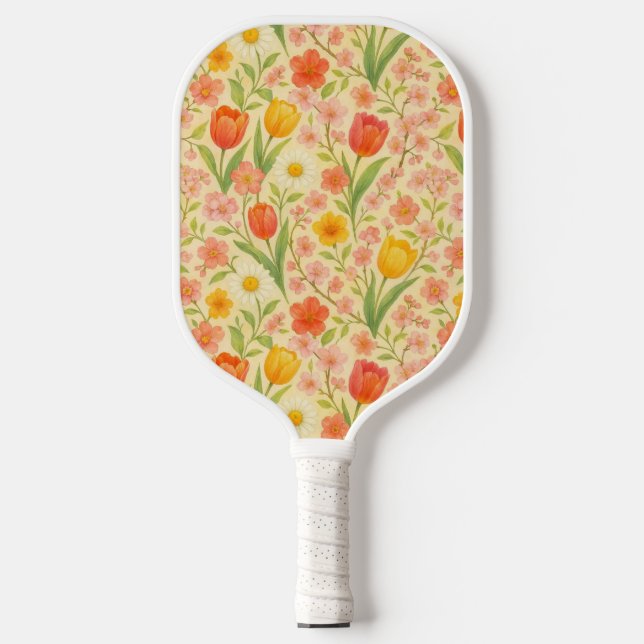 Süße Ostern-/Frühling-muster Blumen Pickleball Schläger (Vorderseite)