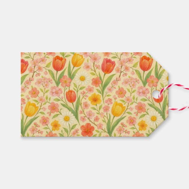 Süße Ostern-/Frühling-musterblumen Geschenkanhänger (Vorderseite (Horizontal))