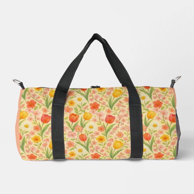 Süße Ostern-/Frühlings-Blumenmuster Duffle Bag (Vorderseite)