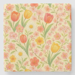 Süße Ostern-/Frühlings-Blumenmuster Steinuntersetzer
