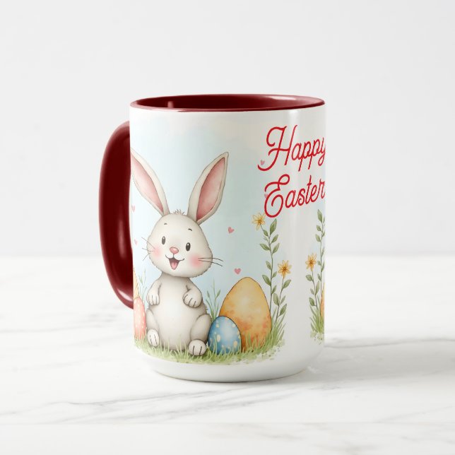 Süße Ostern Hasen und Eier Trendy Kollektion Tasse (Vorderseite Links)