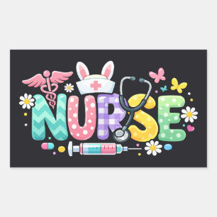 Süße Ostern-Krankenschwester Medizinischer Humor Rechteckiger Aufkleber