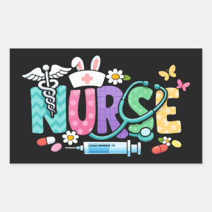 Süße Ostern-Krankenschwester Medizinischer Humor Rechteckiger Aufkleber