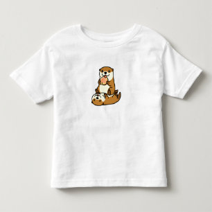 Süße Otter mit Lutscher Süße Cartoon-Tierkunst Kleinkind T-shirt