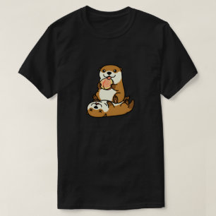 Süße Otter mit Lutscher Süße Cartoon-Tierkunst T-Shirt