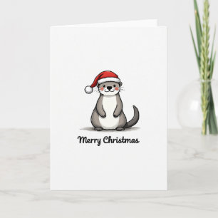 Süße Otter-Santa-Mütze Wintertier Frohe Weihnachte Karte