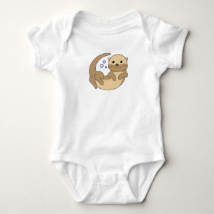 Süße Otter Schwims im Wasser Gewitterter Baby Strampler
