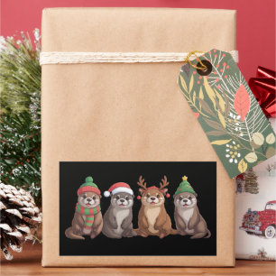 Süße Otter-Weihnachts lustige Xmas Lichter Tier Rechteckiger Aufkleber