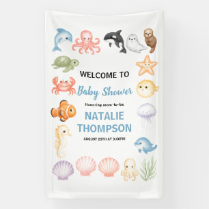 Süße Ozean Unter dem Meer Tier Baby Shower Banner