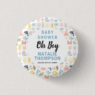 Süße Ozean Unterwasser-Tier Baby-Party Button