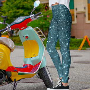 Süße Ozeanblaue Glitter-Textur Weihnachts-Gym-Gesc Leggings