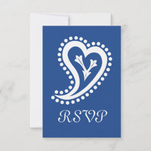 Süße Paisley-Herzen in Blau RSVP-Karte RSVP Karte