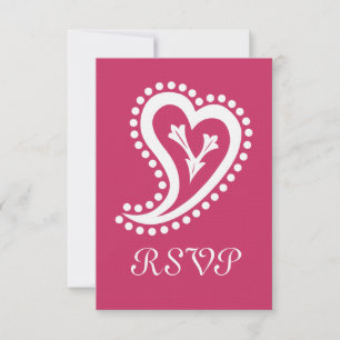 Süße Paisley-Herzen in Himbeer-RSVP-Karte RSVP Karte