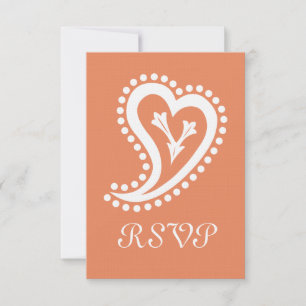 Süße Paisley-Herzen in Koralle RSVP-Karte RSVP Karte