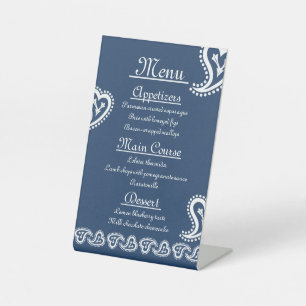 Süße Paisley-Herzen in Navy-Podest-Schild Sockelschild