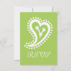 Süße Paisley-Herzen in Peridot-RSVP-Karte RSVP Karte