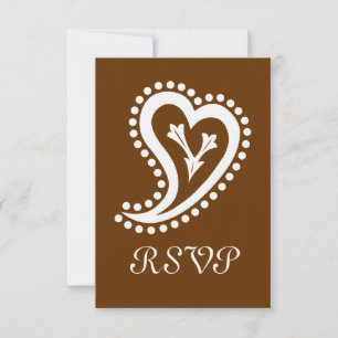 Süße Paisley-Herzen in Schokolade RSVP-Karte RSVP Karte